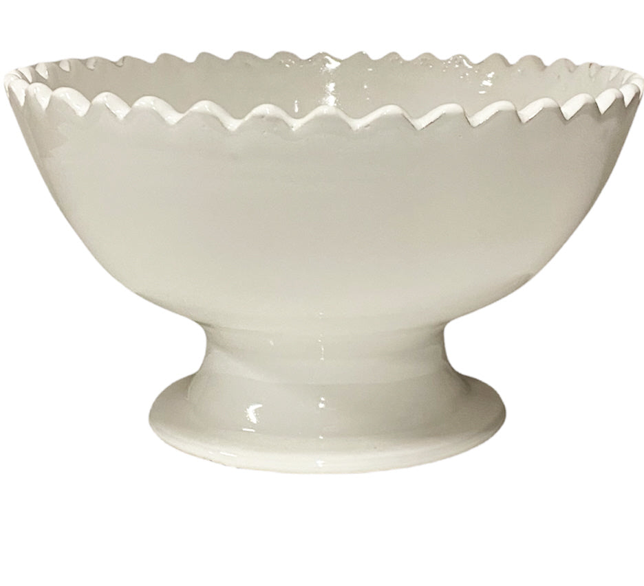 zigzag ceramic bowl on base
