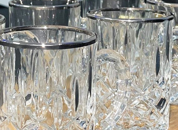 Service à Thé de Luxe avec Rebord et Poignée Argentés – 6 Pièces