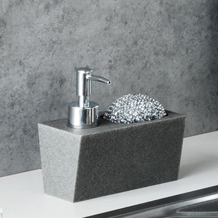 Distributeur de savon en pierre naturelle avec porte-éponge - Gris