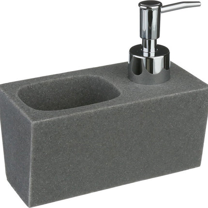 Distributeur de savon en pierre naturelle avec porte-éponge - Gris