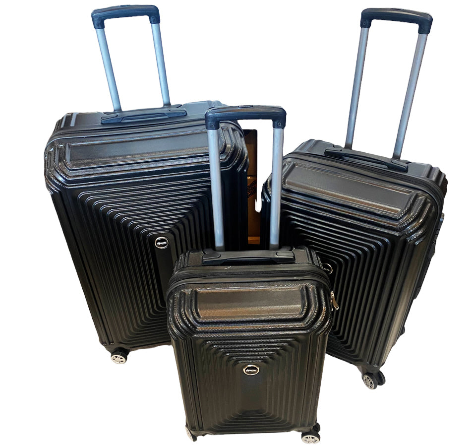 3-piece luggage set - Hard-shell trolley set with TSA lock black