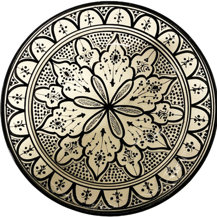Plat marocain noir et blanc en céramique 35 cm