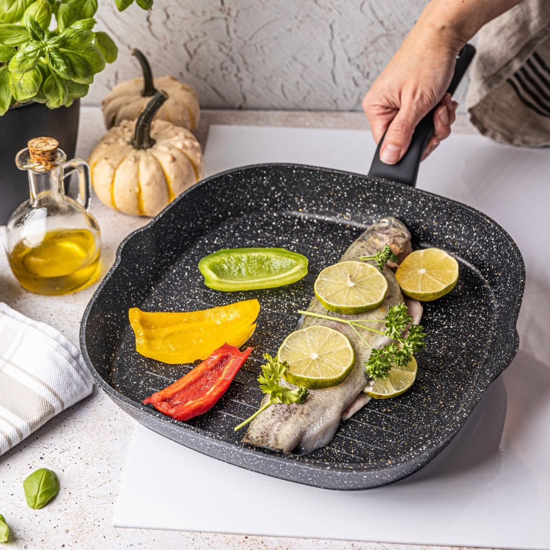 Klausberg - Black Marble frying and grill pan - 28 cm - black