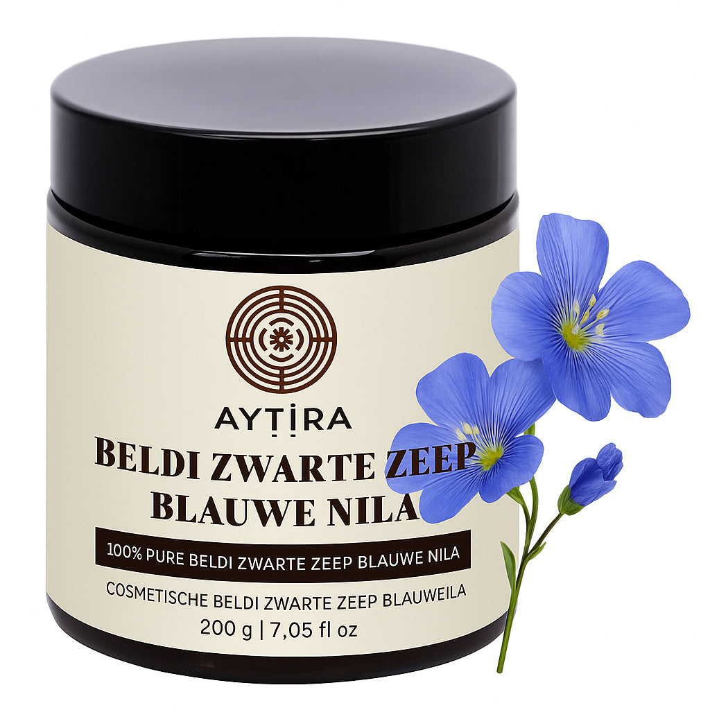 Aytira beldi zwarte zeep met blauwe nila – Marokkaanse blauwe zeep, 200 g