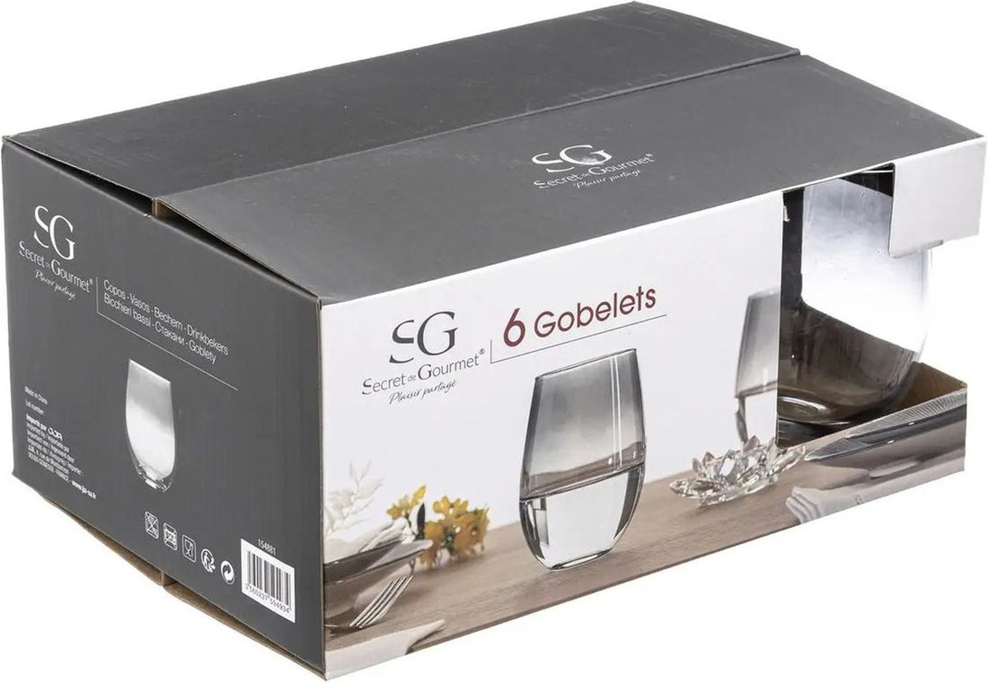 Set of 6x tumbler glasses black rim Sauvage 540 ml